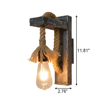 Vintage Solid Wooden Twine 1-Light Wall Sconce Lamp