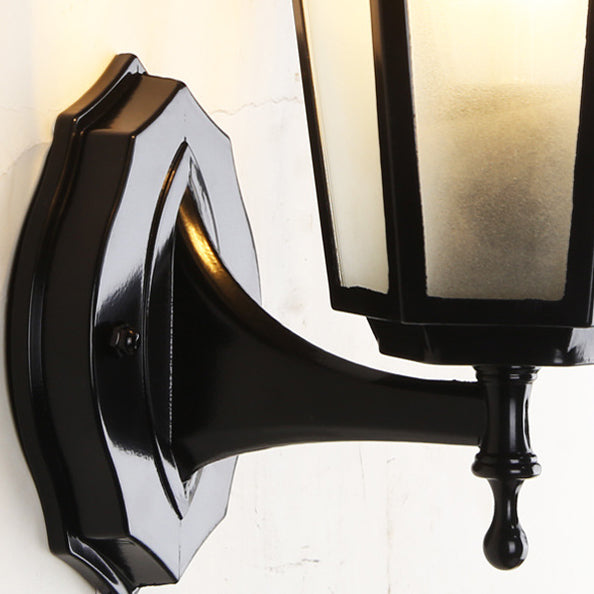Hexagonal Frosted Glass 1-Light Outdoor Wall Sconce Lamp