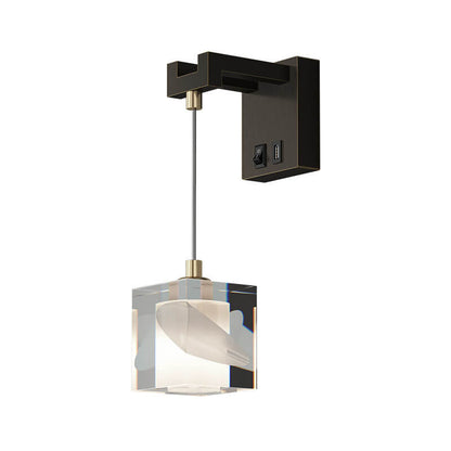 Luxury Cube H65 Brass Acrylic 1-Light Wall Sconce Lamp
