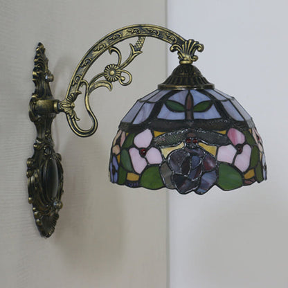 Tiffany Flower Stained Glass 1-Light Wall Sconce Lamp