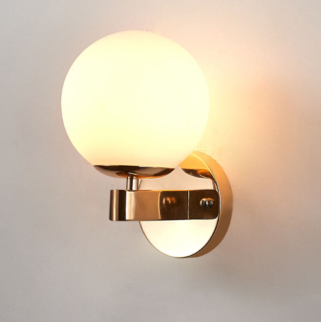 Minimal Round Head Iron Glass 1-Light Wall Sconce Lamp