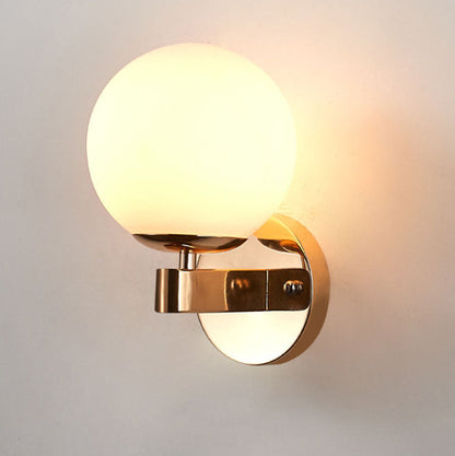 Minimal Round Head Iron Glass 1-Light Wall Sconce Lamp