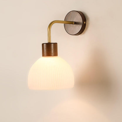 Japanese Glass Semicircle Shade 1-Light Wall Sconce Lamp