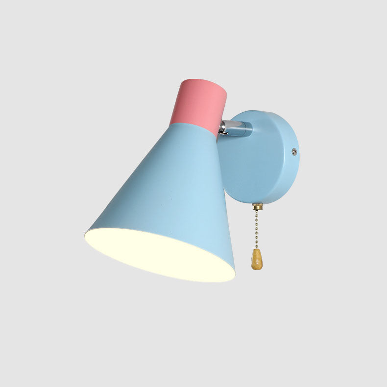 Iron Blue Cone Shade 1-Light Reading Wall Sconce Lamp