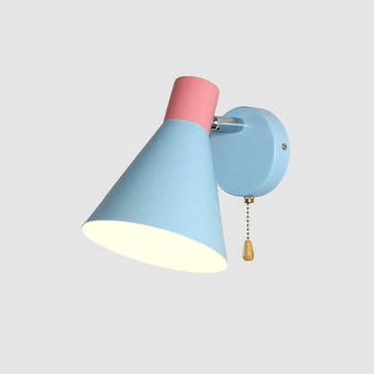 Iron Blue Cone Shade 1-Light Reading Wall Sconce Lamp