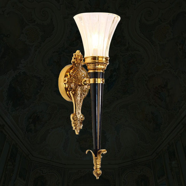 Full Copper Frame Horn Shade 1-Light Wall Sconce Lamp