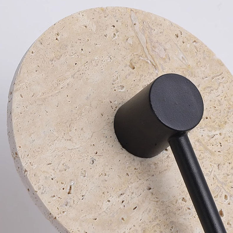 Geometric Circle Travertine Iron 2-Light Wall Sconce Lamp