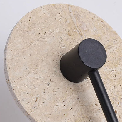 Geometric Circle Travertine Iron 2-Light Wall Sconce Lamp