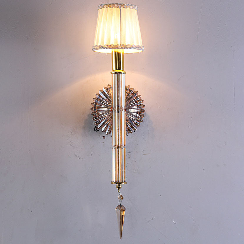 European Light Crystal Fabric 1-Light Wall Sconce Lamp