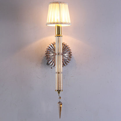 European Light Crystal Fabric 1-Light Wall Sconce Lamp
