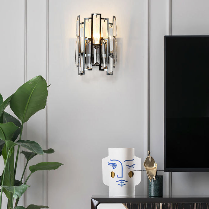 Half Stainless Steel Crystal 1-Light Wall Sconce Lamp