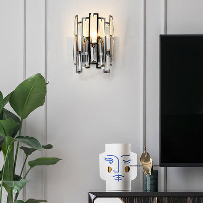 Half Stainless Steel Crystal 1-Light Wall Sconce Lamp