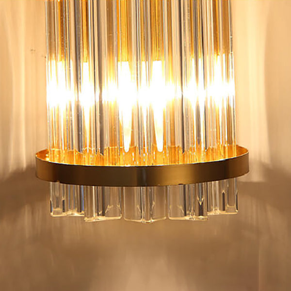 Luxury Crystal Plated Column 2-Light Wall Sconce Lamp