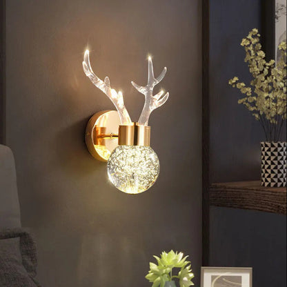 Acrylic Antler Bubble Crystal Ball LED Wall Sconce Lamp