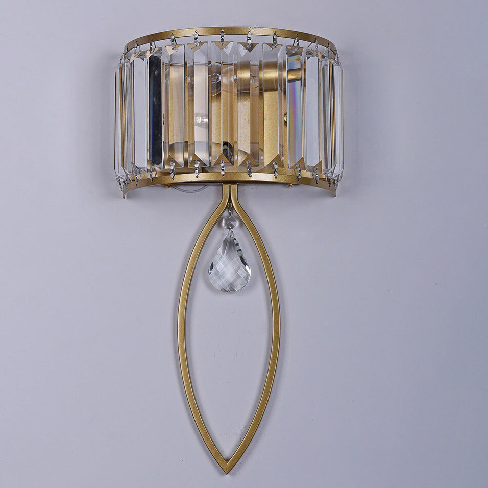Crystal Half Column Oval Ring 2-Light Wall Sconce Lamp
