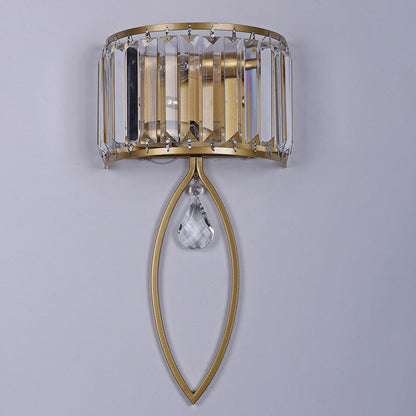 Crystal Half Column Oval Ring 2-Light Wall Sconce Lamp