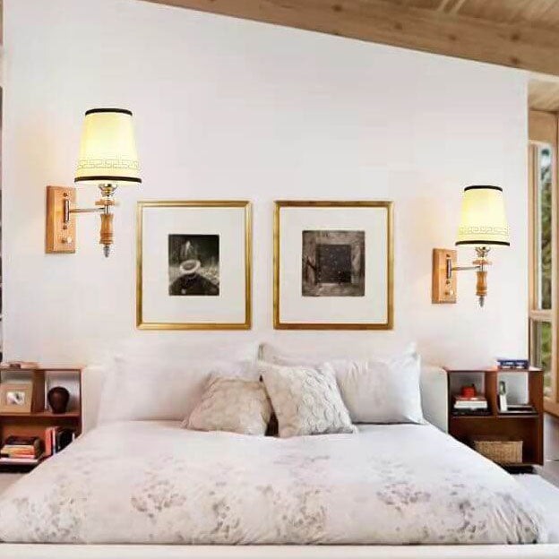 Chinese Fabric Barrel Shade 1-Light Wall Sconce Lamp