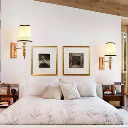 Chinese Fabric Barrel Shade 1-Light Wall Sconce Lamp