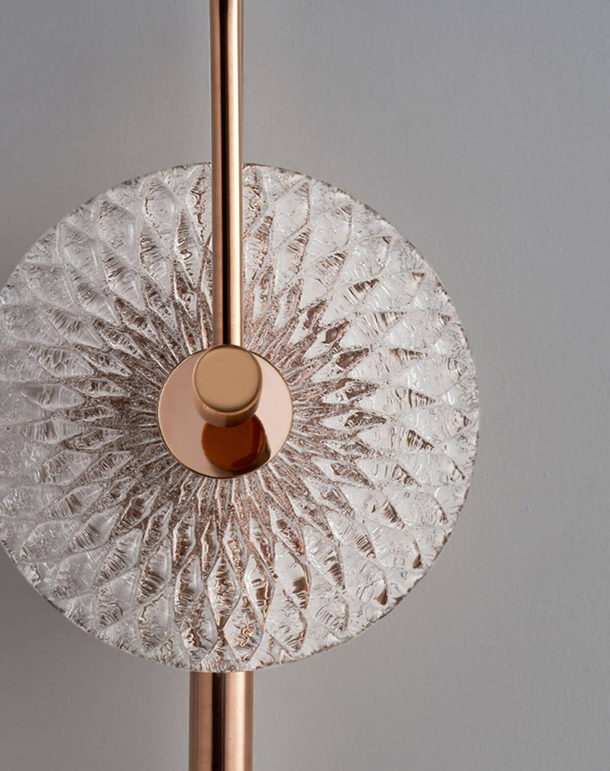 Luxury Textured Glass Round Curved Arm LED Wall Sconce Lamp