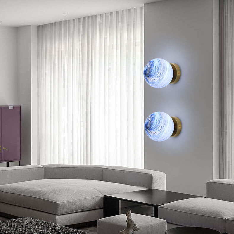 Creative Planet Glass Iron Orb 1-Light Wall Sconce Lamp