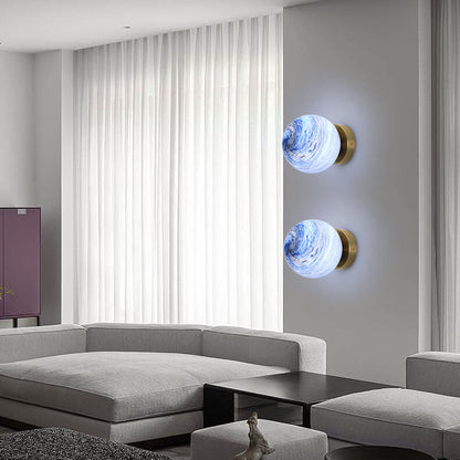 Creative Planet Glass Iron Orb 1-Light Wall Sconce Lamp