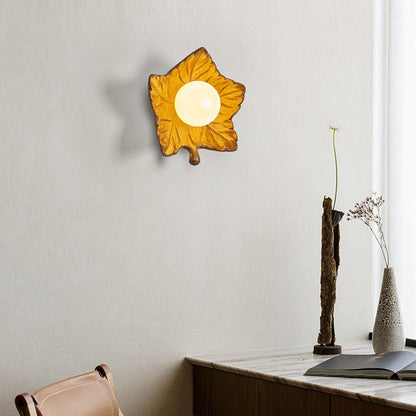 Creative Resin Glass Maple Leaf 1-Light Wall Sconce Lamp