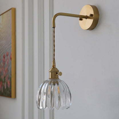Art Deco Flower Bud Glass Shade 1-Light Wall Sconce Lamp