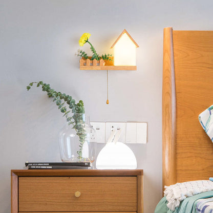 Log Cabin Flower Decoration 1-Light Wall Sconce Lamp