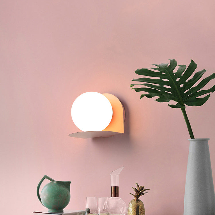 Scandinavian Macaron Glass Ball 1-Light Wall Sconce Lamp