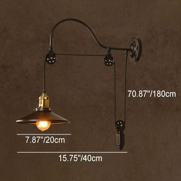Contemporary Industrial Iron Round 1-Light Wall Sconce Lamp