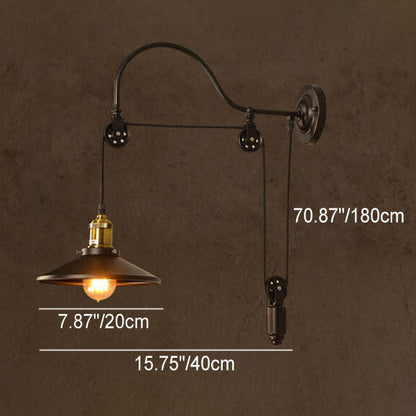 Contemporary Industrial Iron Round 1-Light Wall Sconce Lamp