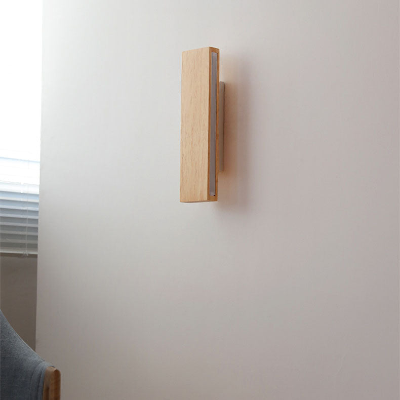 Japanese Minimalist Log Rectangular LED Wall Sconce