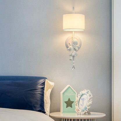 French Iron Crystal Resin Fabric 1-Light Wall Sconce Lamp