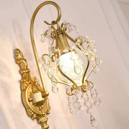 European Light Luxury Crystal Iron 1-Light Wall Sconce Lamp