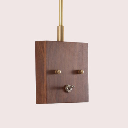 Square Cone All Copper Wood Glass 1-Light Wall Sconce Lamp