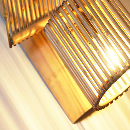 House Bamboo Weaving Cylinder 1-Light Wall Sconce Lamp