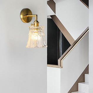 French Cylinder Ball Copper Glass 1-Light Wall Sconce Lamp