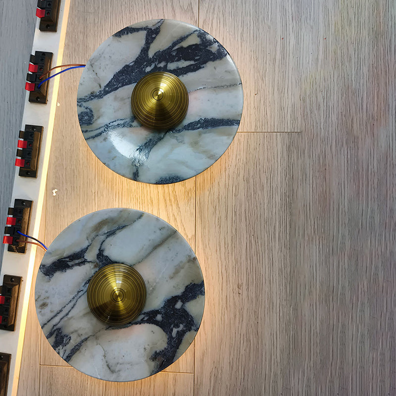 Scandinavian Round Metal Marble LED Wall Sconce Lamp
