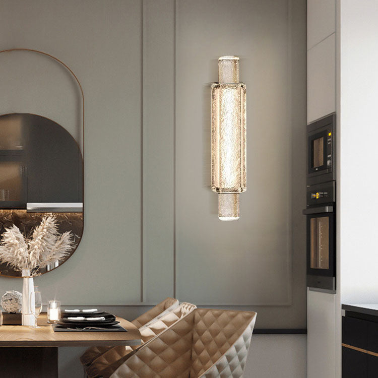 Modern Luxury Water Grain Glass Column LED Wall Sconce Lamp