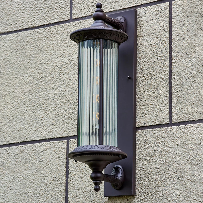 Waterproof Aluminum Glass Cylinder 1-Light Wall Sconce Lamp