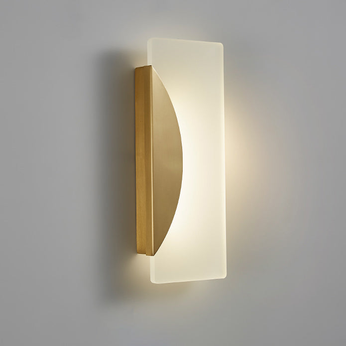 Luxury Full Copper Rectangular Acrylic LED Wall Sconce Lamp