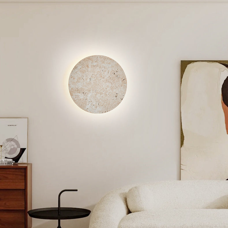 Japanese Acrylic Cave Stone Round LED Wall Sconce Lamp