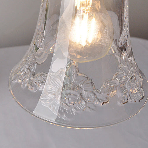 Brass Trumpet Glass Shade 1-Light Wall Sconce Lamp