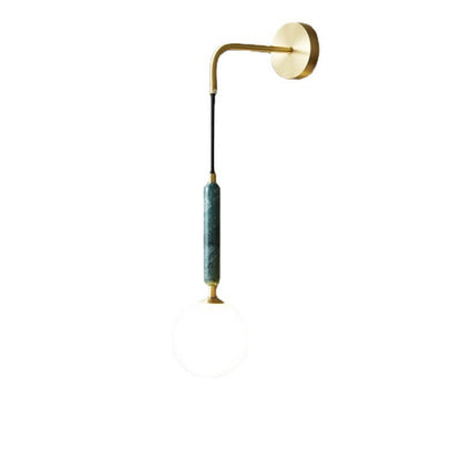 Ball Shade Marble Arm Hanging 1-Light Wall Sconce Lamp