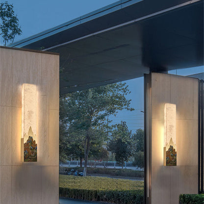 Chinese Marble All-Copper Rectangular LED Wall Sconce Lamp