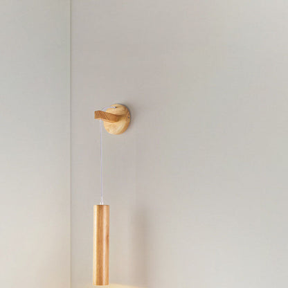 Minimalist Long Strip Rubber Wood LED Wall Sconce Lamp