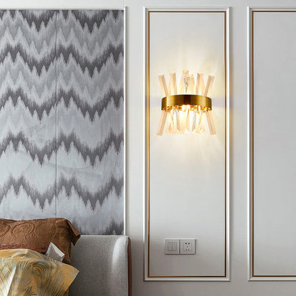 Light Luxury Crystal Strip Design 2-Light Wall Sconce Lamp