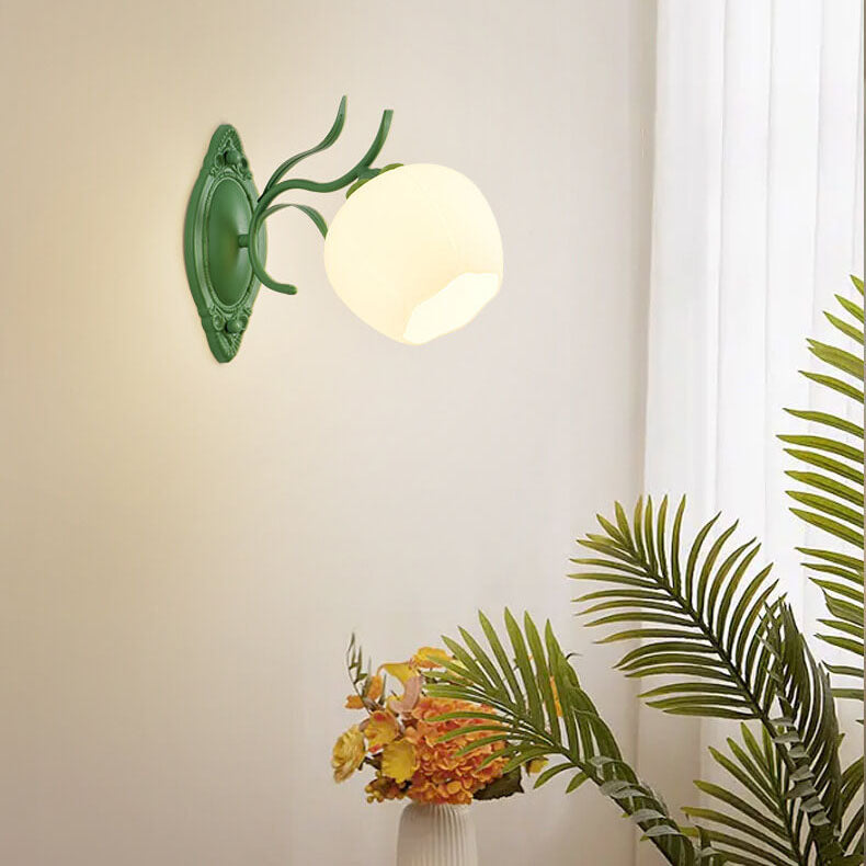 Nordic Floral Glass Round 1/2 Light Wall Sconce Lamp