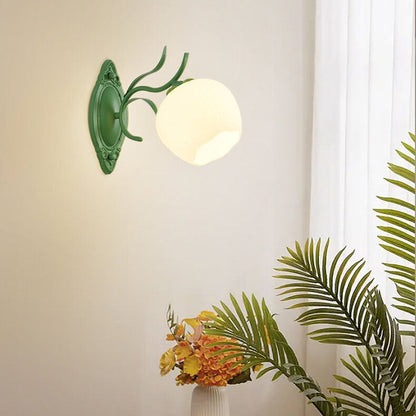 Nordic Floral Glass Round 1/2 Light Wall Sconce Lamp