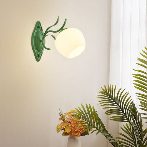 Nordic Floral Glass Round 1/2 Light Wall Sconce Lamp
